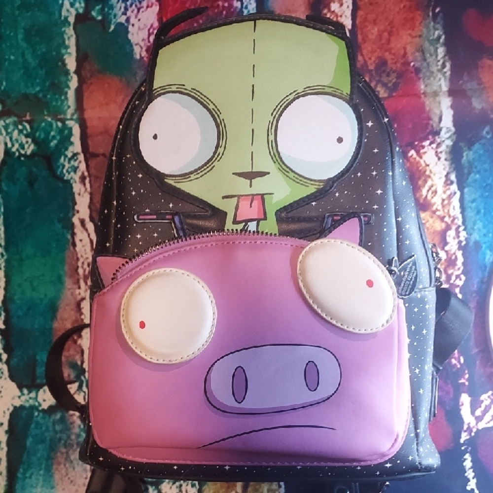 Loungefly Black and Green Cartoon Character Backpack - Like New